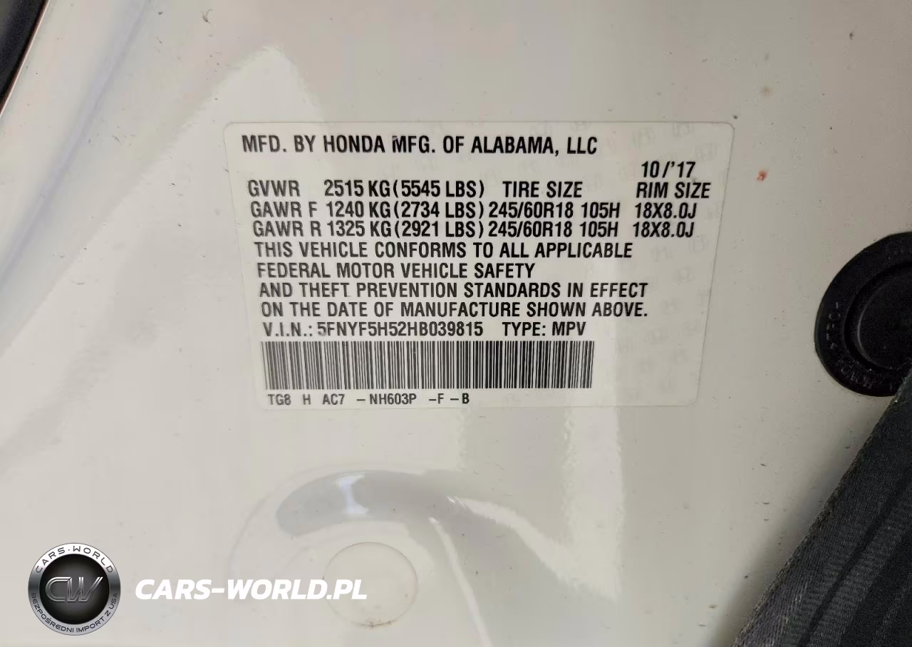 2017 Honda Pilot Exl VIN:5FNYF5H52HB039815 - 13