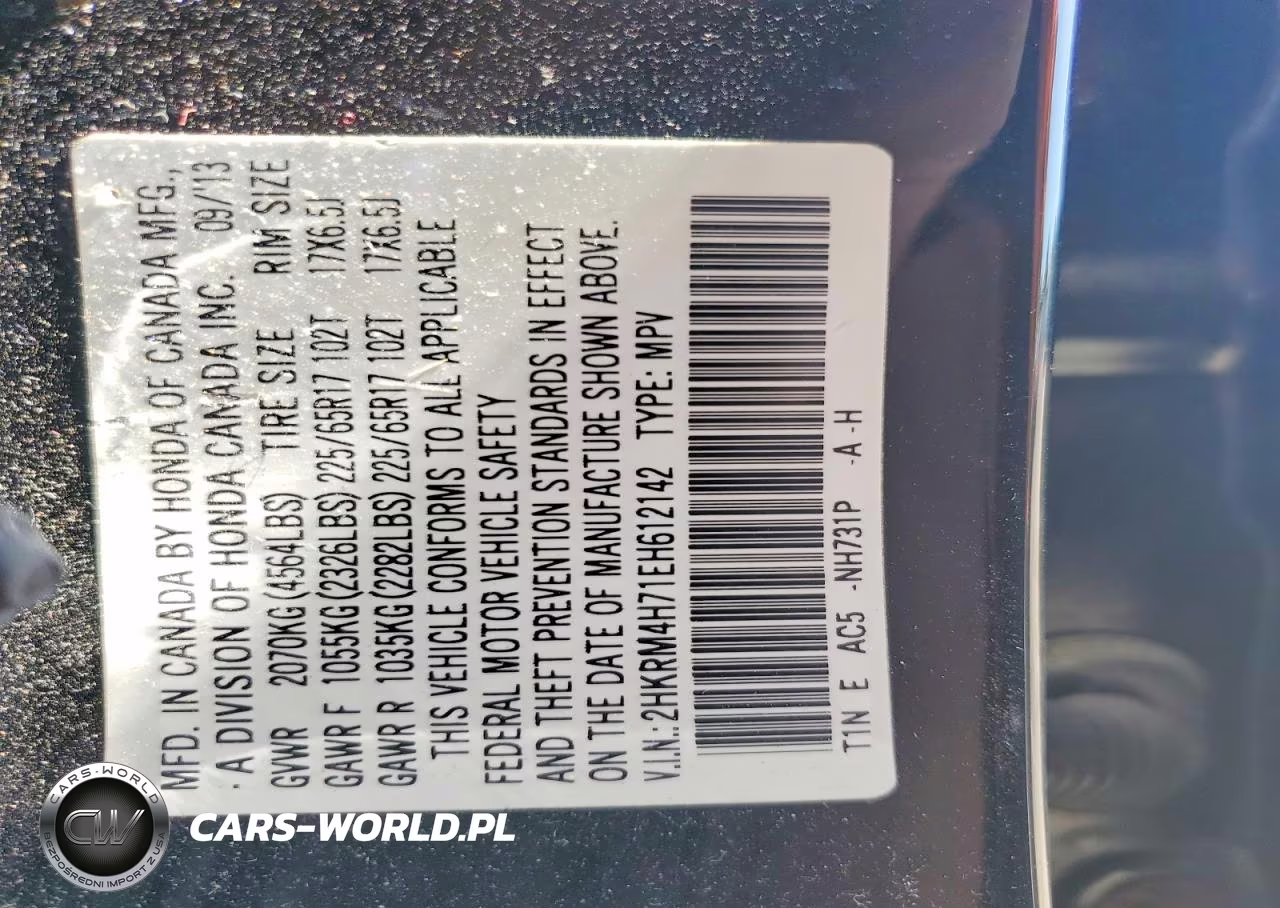2014 Honda Cr-V Exl VIN:2HKRM4H71EH612142 - 13