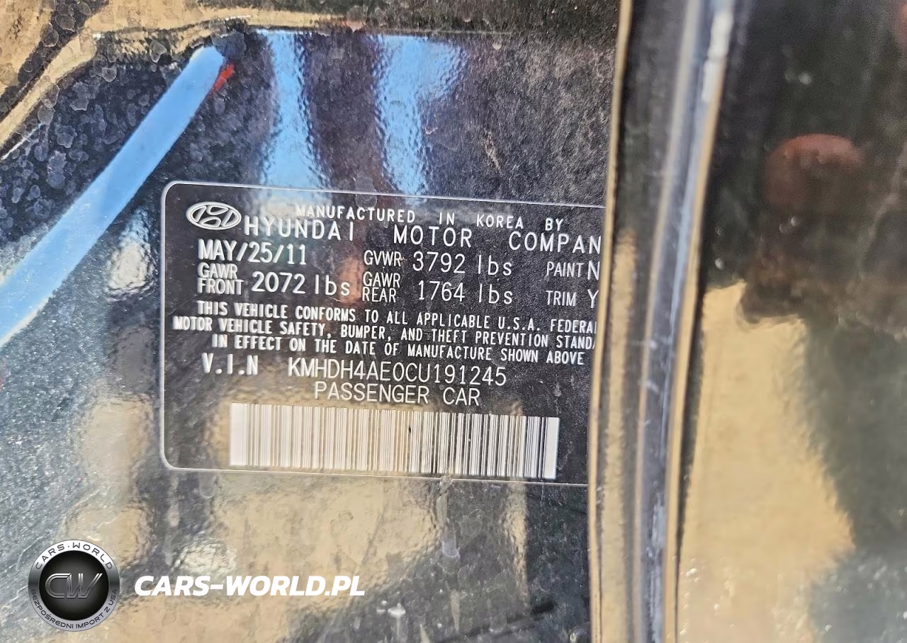 2012 Hyundai Elantra Gls VIN:KMHDH4AE0CU191245 - 13