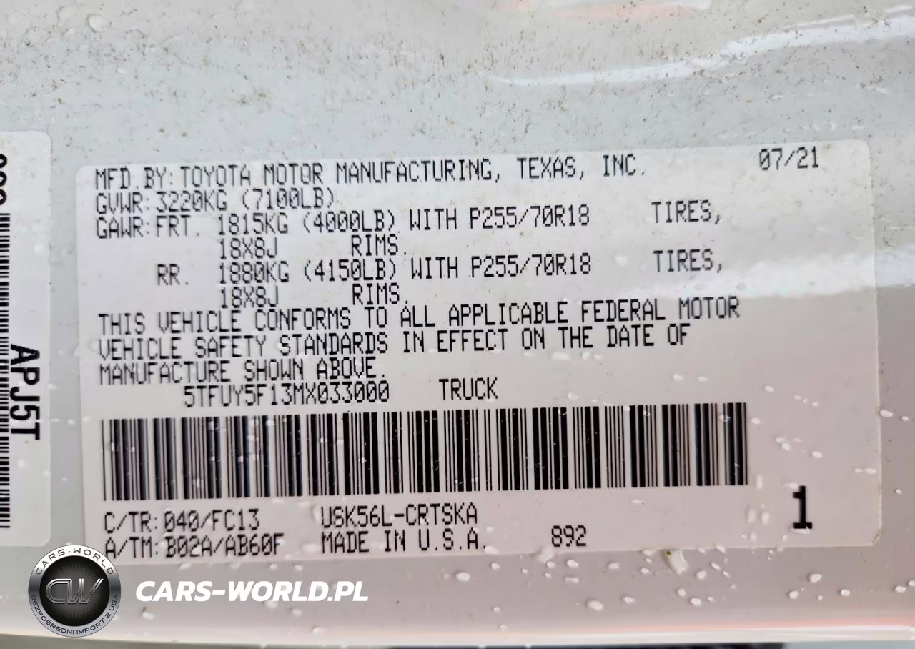 2021 Toyota Tundra Sr5 VIN:5TFUY5F13MX033000 - 12