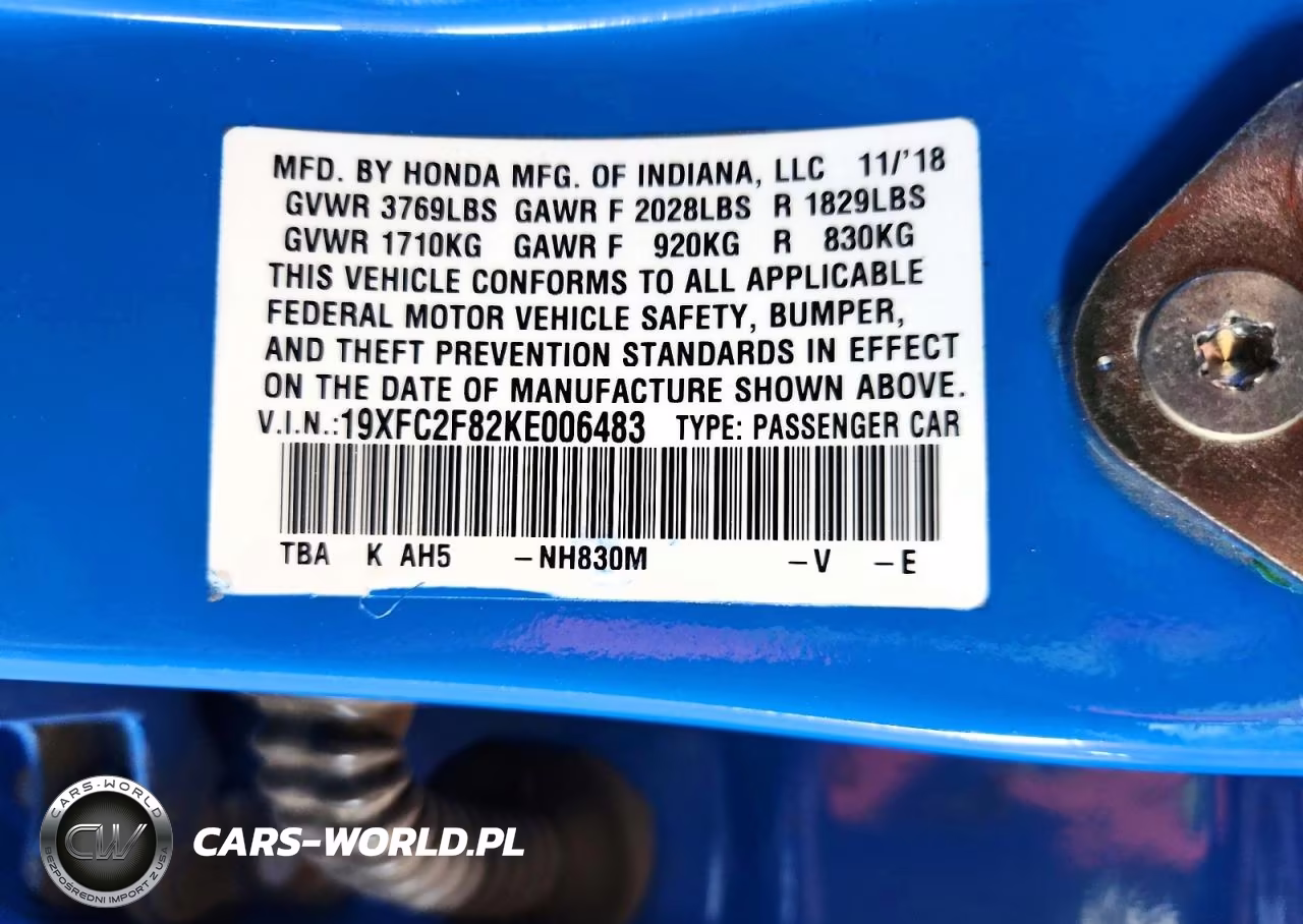 2019 Honda Civic Sport VIN:19XFC2F82KE006483 - 13