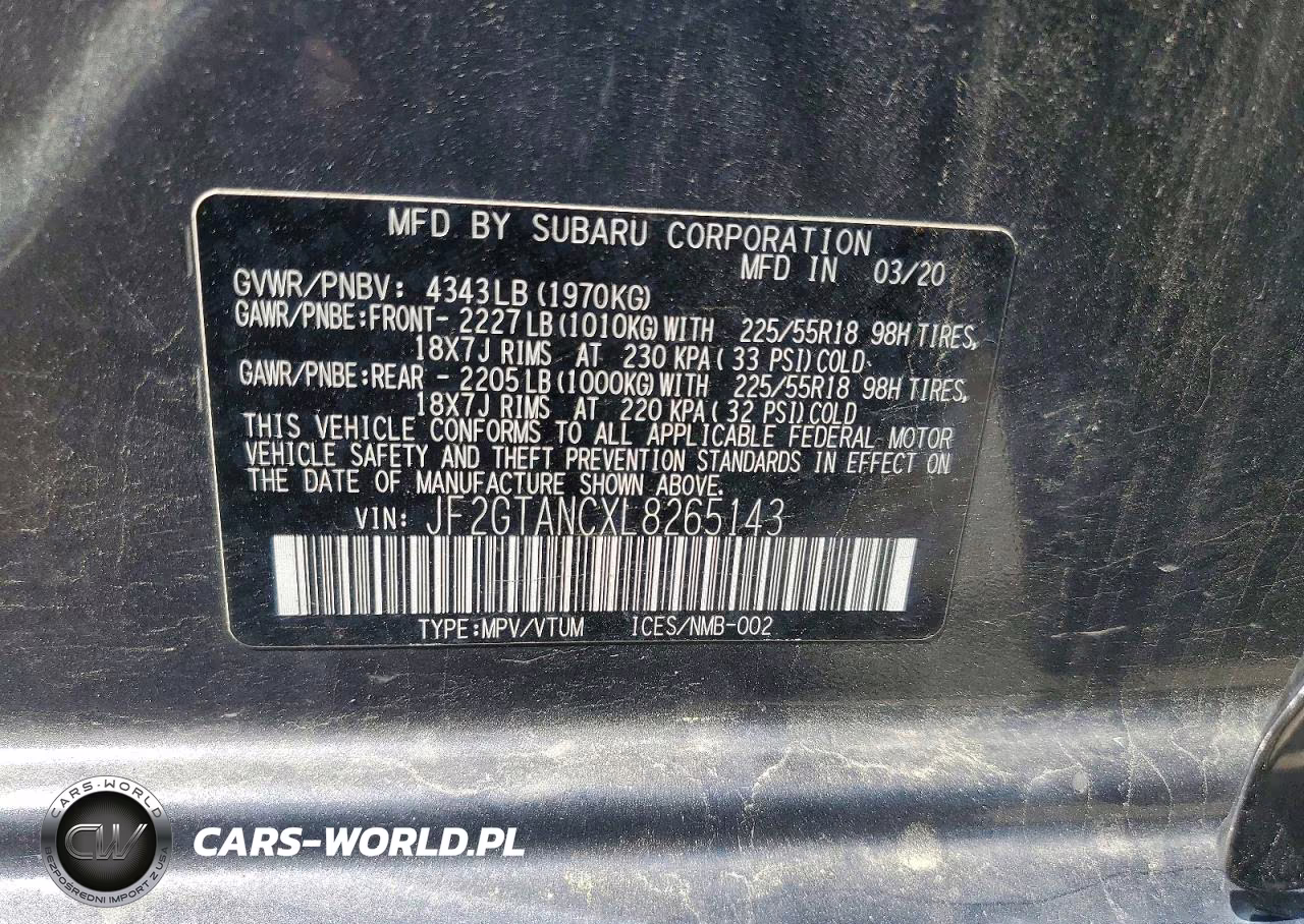 2020 Subaru Crosstrek Limited VIN:JF2GTANCXL8265143 - 12