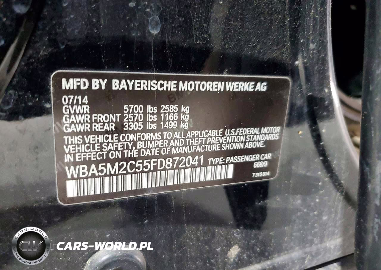 2015 BMW 535 Igt VIN:WBA5M2C55FD872041 - 12