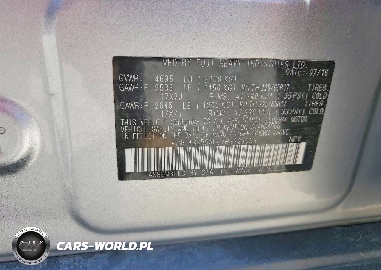 2017 Subaru Outback 2.5I Premium VIN:4S4BSAHC7H3223553 - 13
