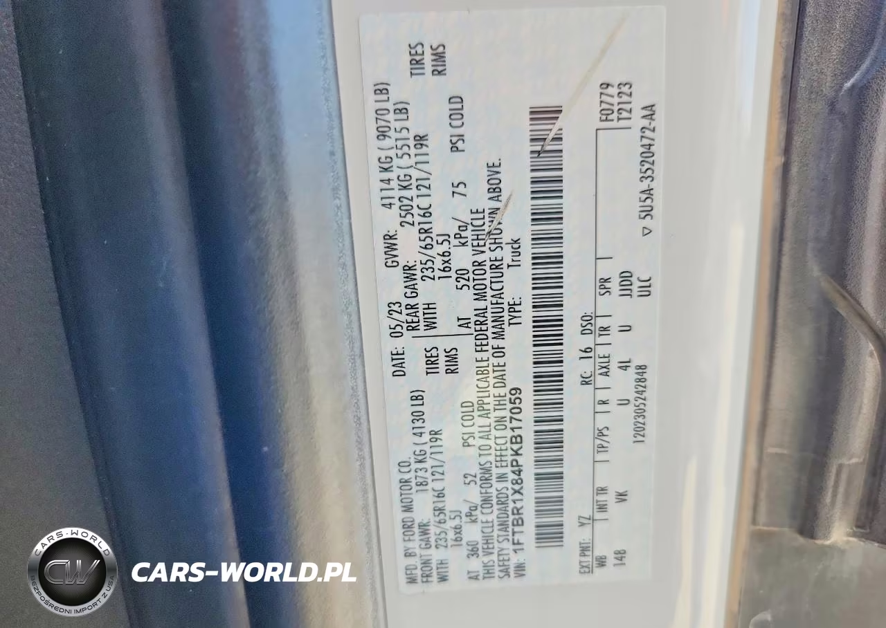 2023 Ford Transit 250 Delivery Van VIN:1FTBR1X84PKB17059 - 14