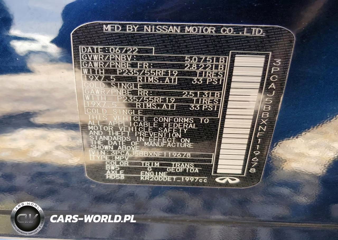 2022 Infiniti Qx50 Luxe VIN:3PCAJ5BBXNF119678 - 13