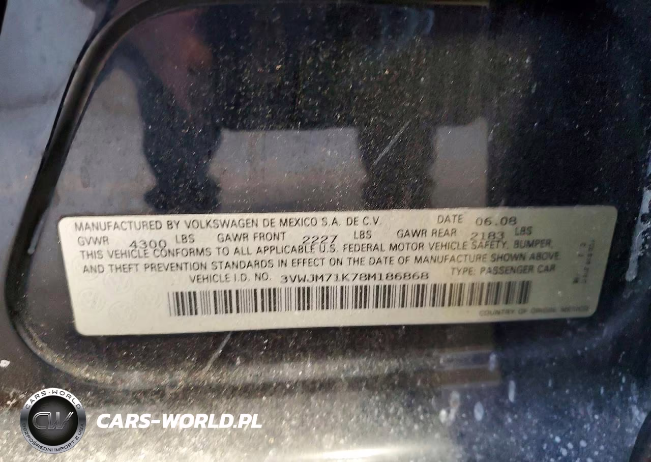 2008 Volkswagen Jetta S VIN:3VWJM71K78M186868 - 12