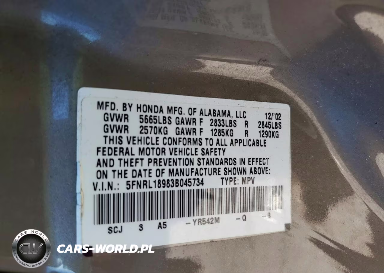 2003 Honda Odyssey Exl VIN:5FNRL18983B045734 - 13