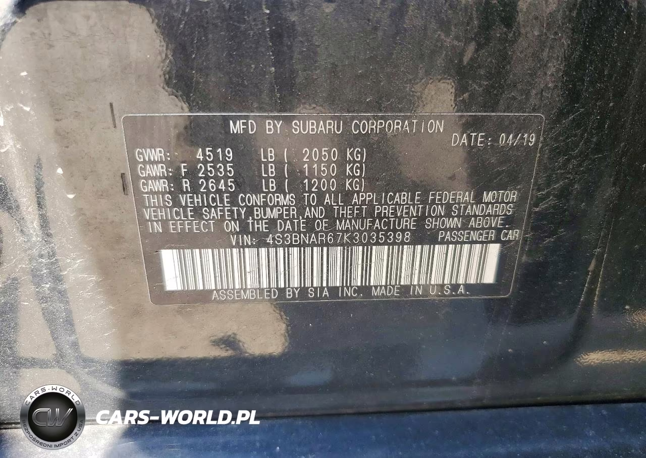2019 Subaru Legacy Sport VIN:4S3BNAR67K3035398 - 12