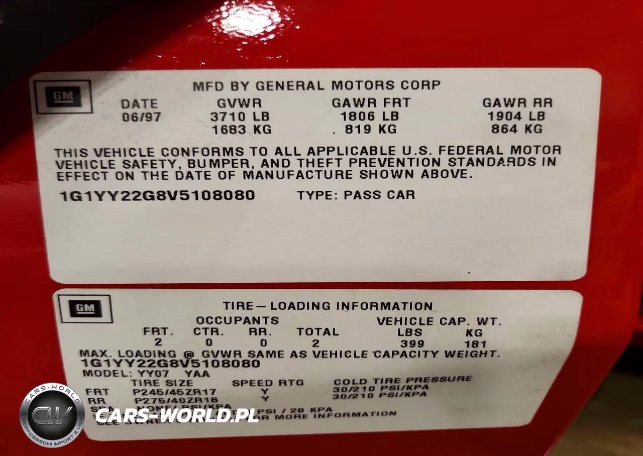 1997 Chevrolet Corvette VIN:1G1YY22G8V5108080 - 13