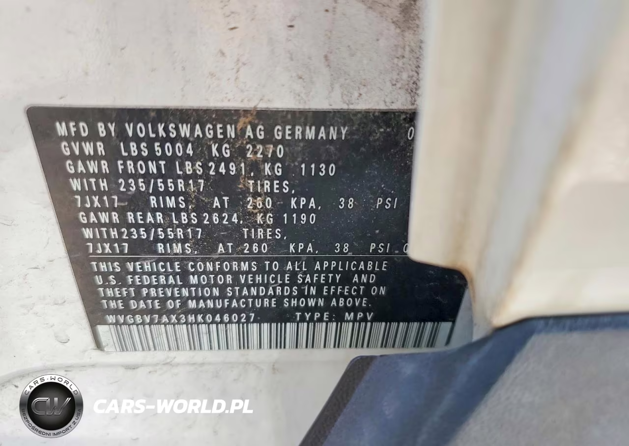 2017 Volkswagen Tiguan S VIN:WVGBV7AX3HK046027 - 13