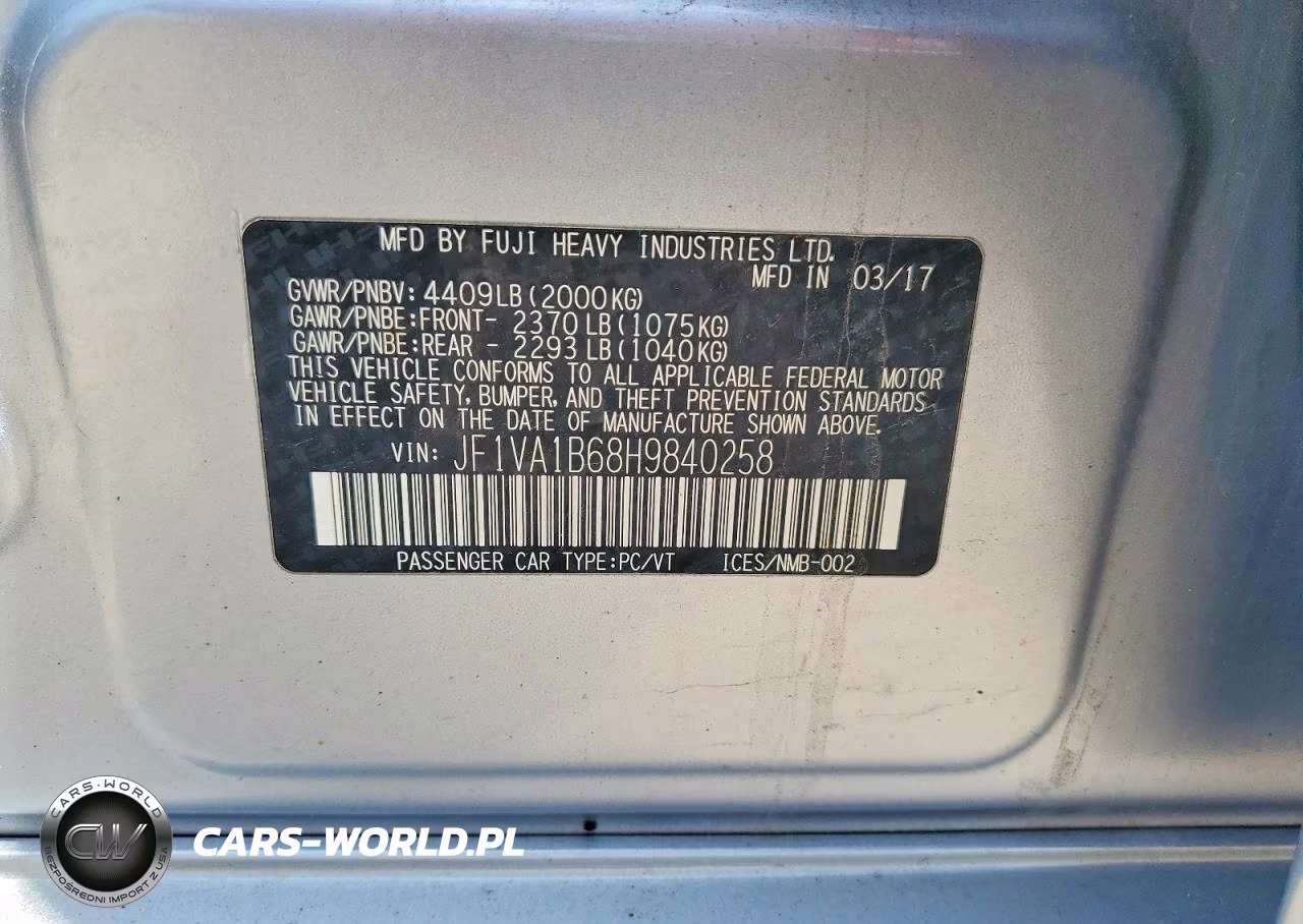 2017 Subaru Wrx VIN:JF1VA1B68H9840258 - 12