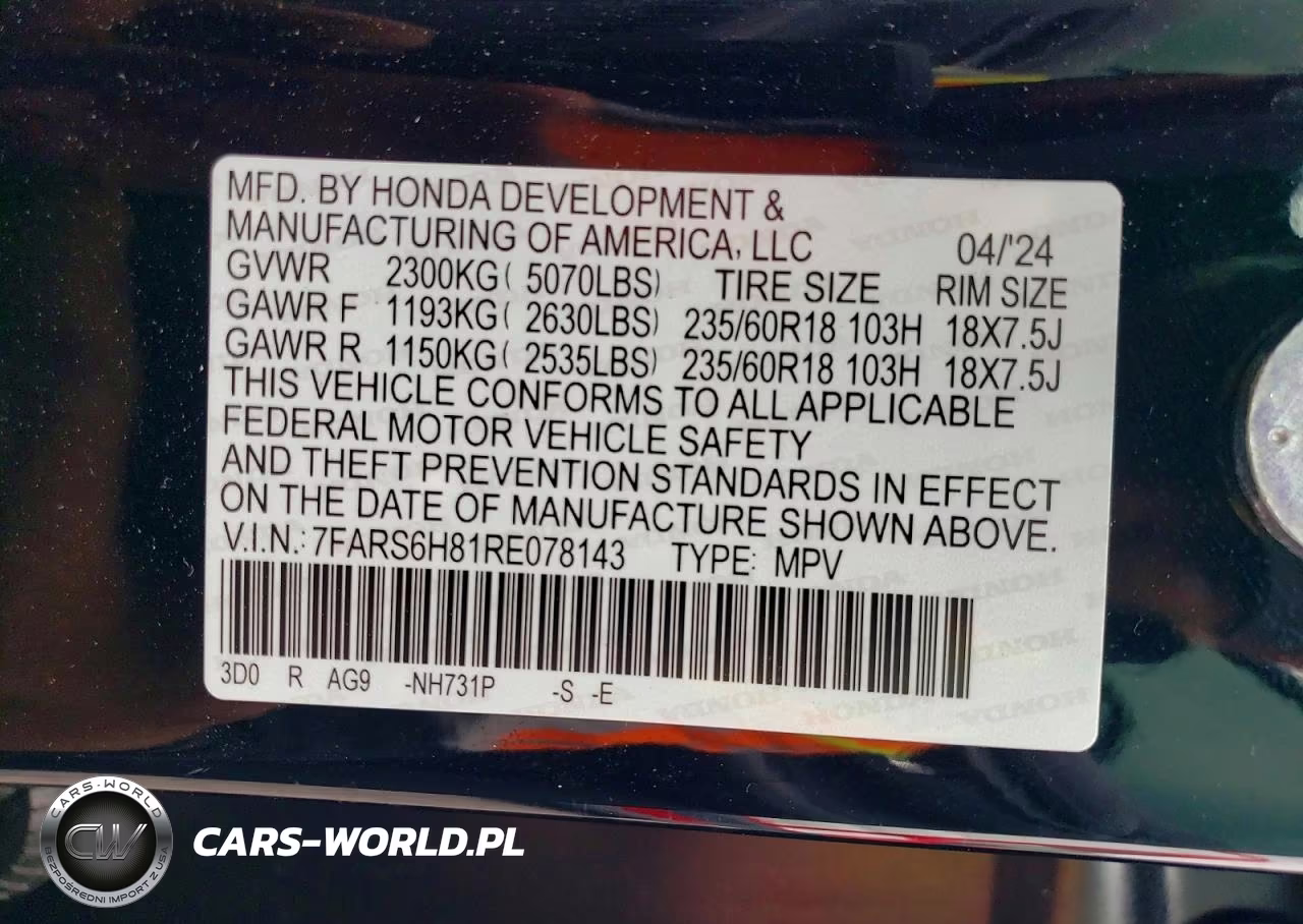 2024 Honda Cr-V Sport-L VIN:7FARS6H81RE078143 - 12
