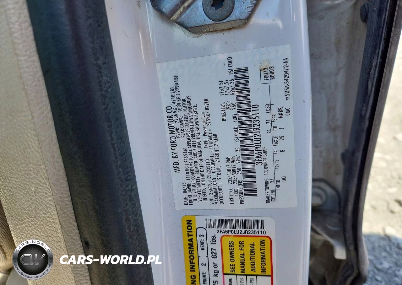 2018 Ford Fusion Se Hybrid VIN:3FA6P0LU2JR235110 - 12