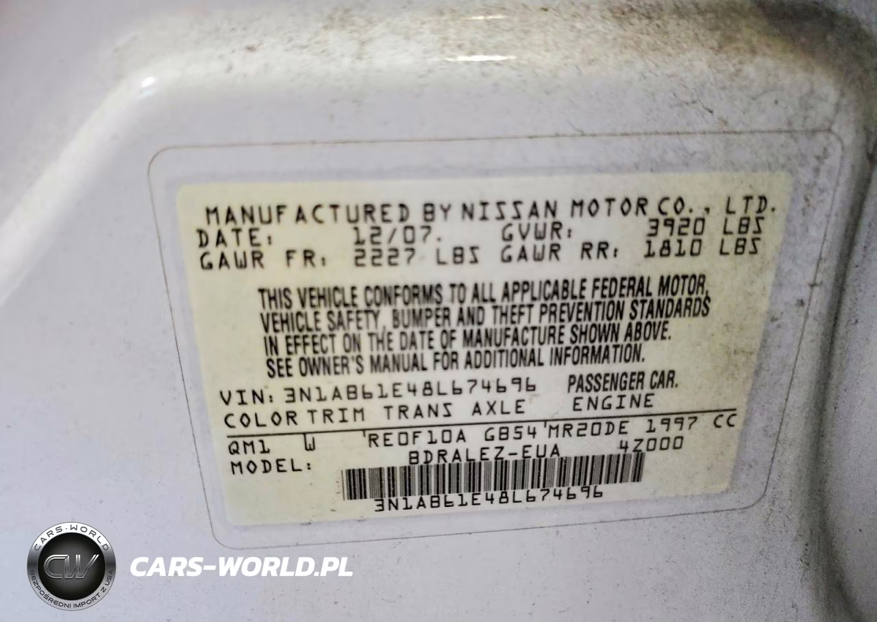 2008 Nissan Sentra 2.0 VIN:3N1AB61E48L674696 - 12