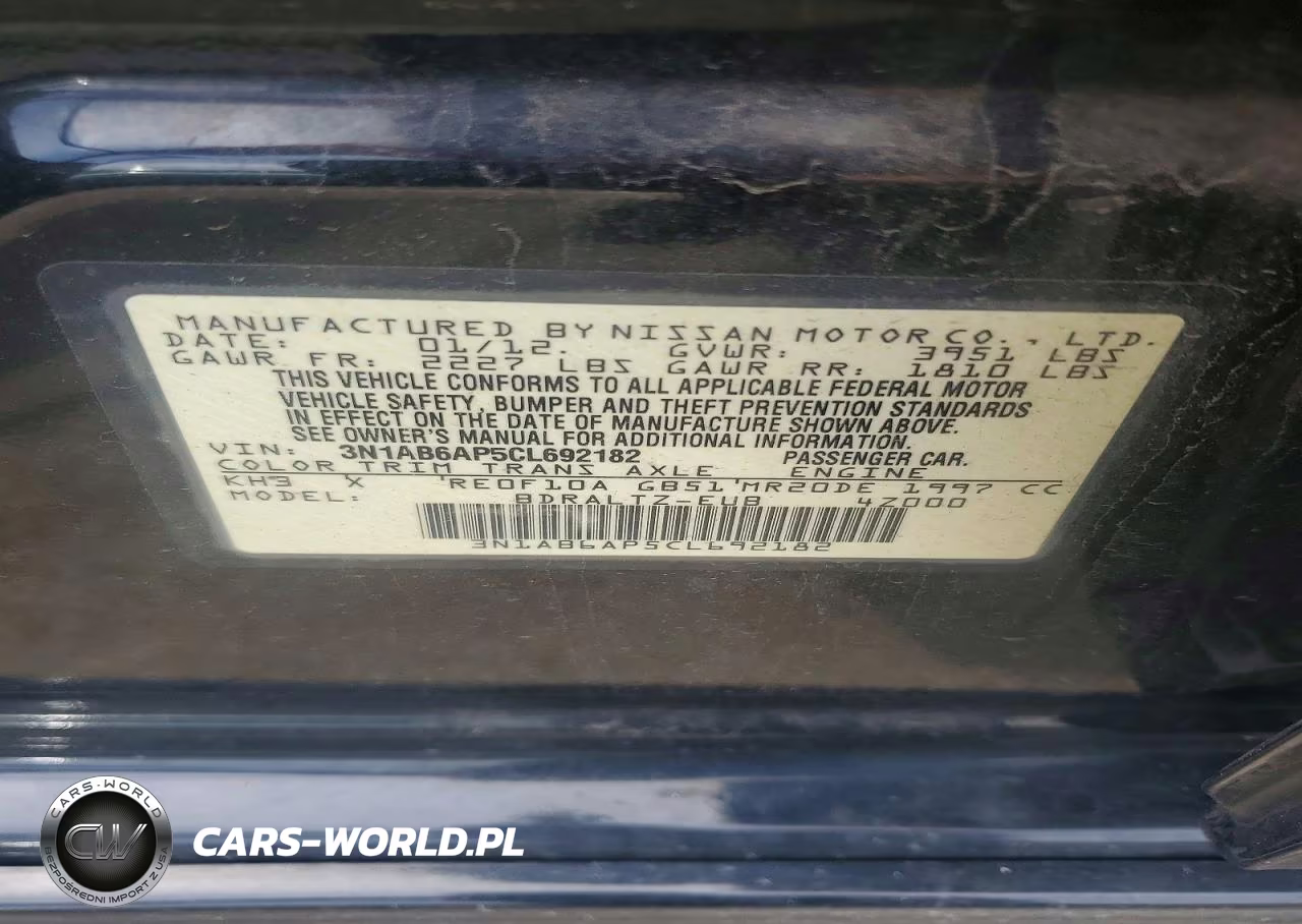 2012 Nissan Sentra 2.0 VIN:3N1AB6AP5CL692182 - 12