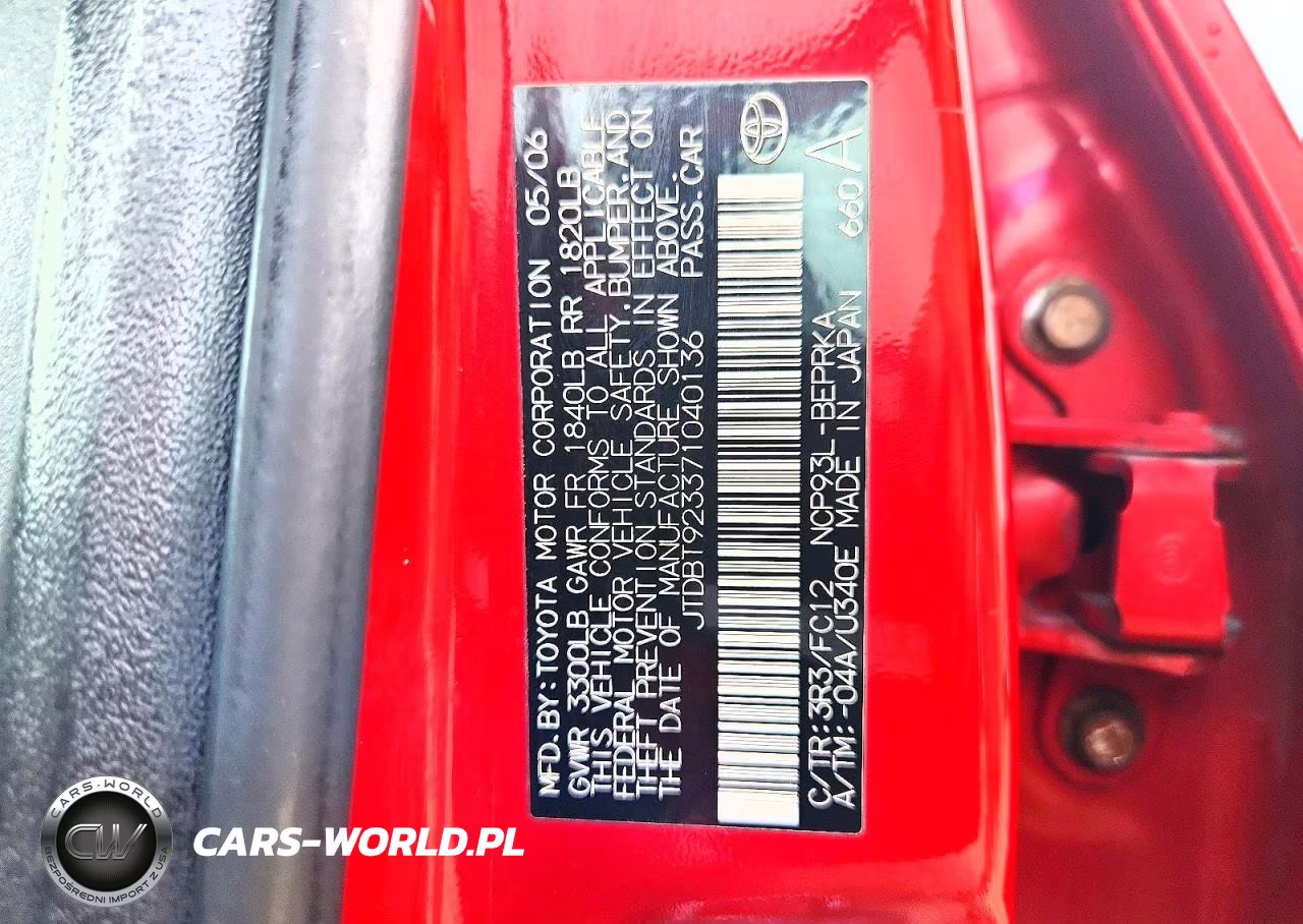 2007 Toyota Yaris Base VIN:JTDBT923371040136 - 12