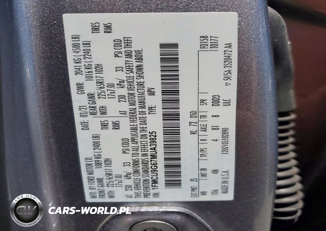 2021 Ford Escape Se VIN:1FMCU9G67MUA39825 - 14