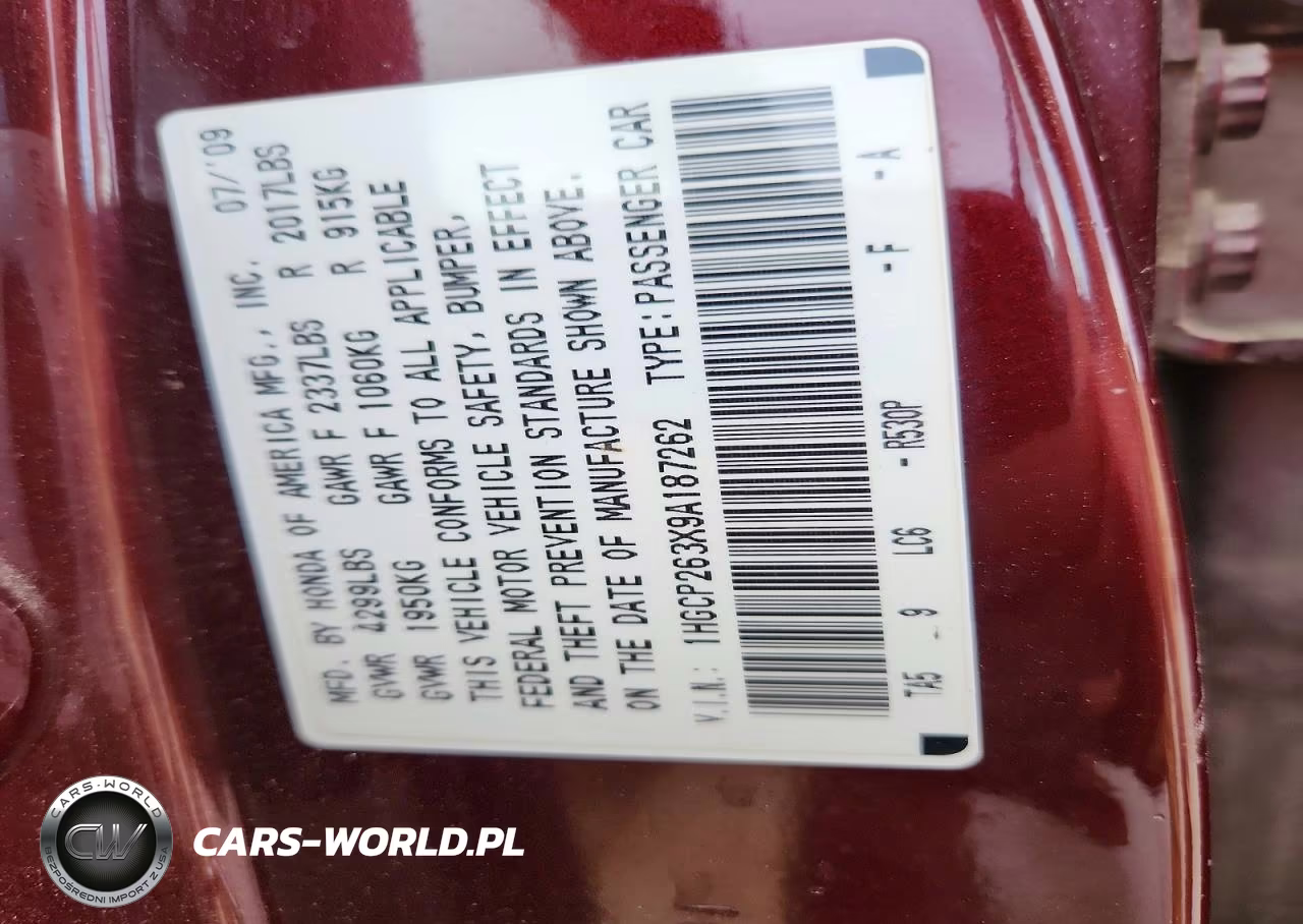 2009 Honda Accord Lx VIN:1HGCP263X9A187262 - 13