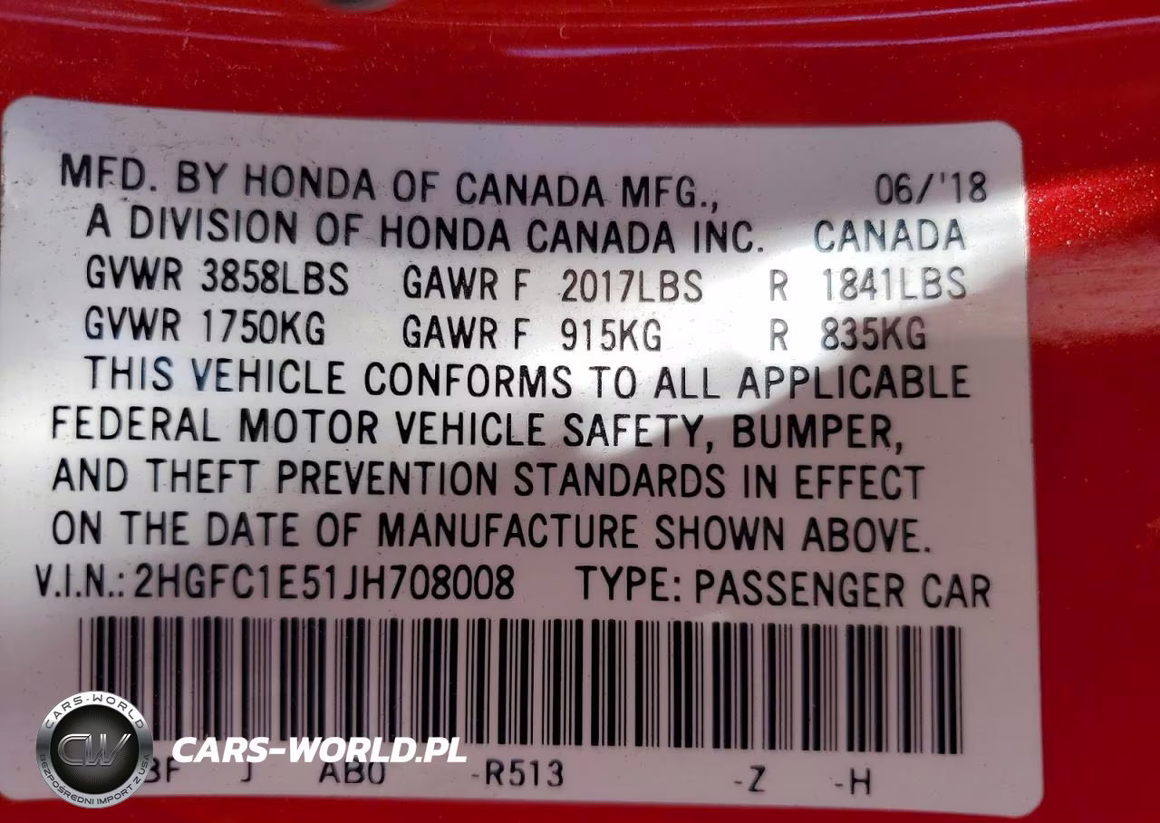 2018 Honda Civic Si VIN:2HGFC1E51JH708008 - 12