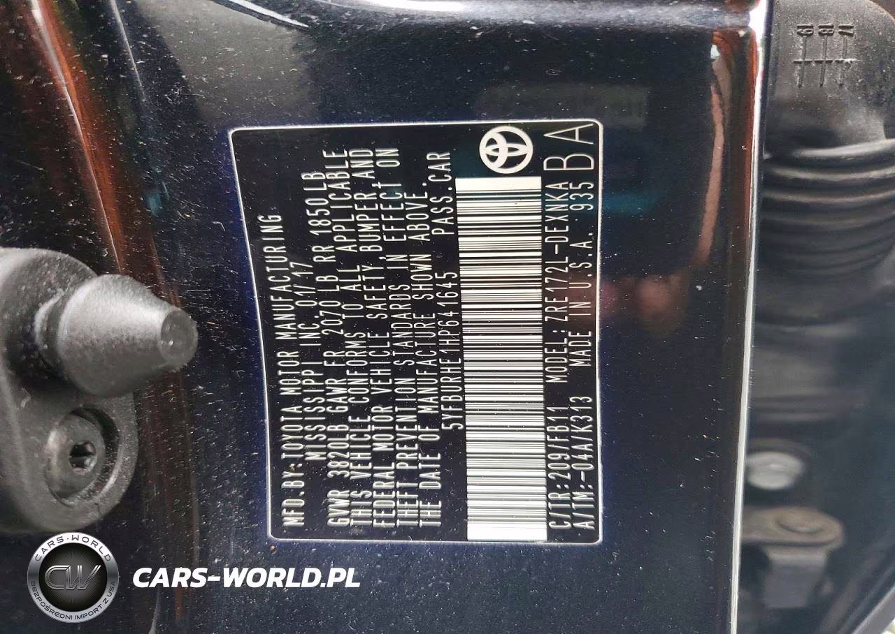 2017 Toyota Corolla Le VIN:5YFBURHE1HP641645 - 13