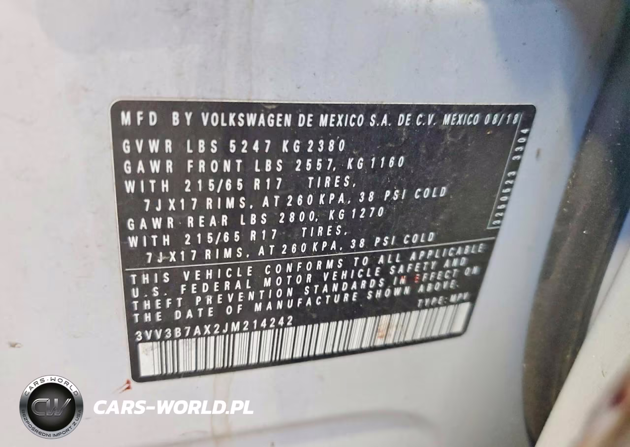 2018 Volkswagen Tiguan Se VIN:3VV3B7AX2JM214242 - 13