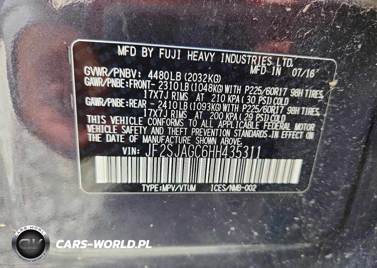 2017 Subaru Forester 2.5I Premium VIN:JF2SJAGC6HH435311 - 14
