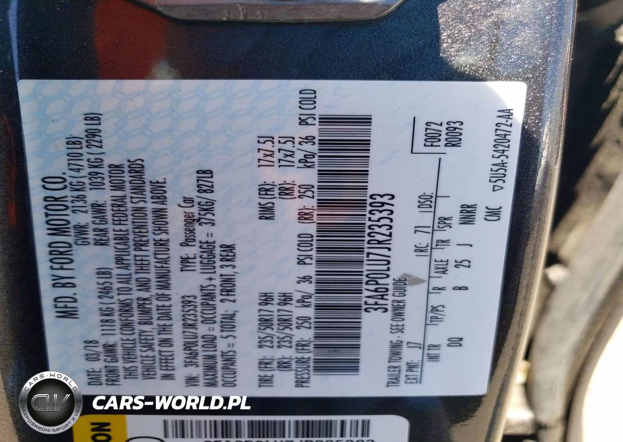 2018 Ford Fusion Se Hybrid VIN:3FA6P0LU7JR235393 - 13