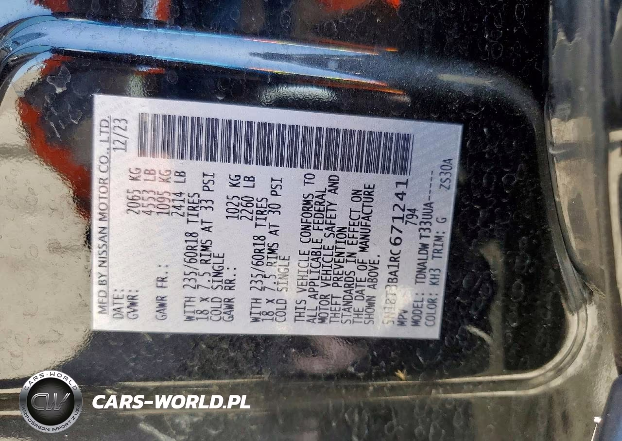 2024 Nissan Rogue Sv VIN:5N1BT3BA1RC671241 - 12