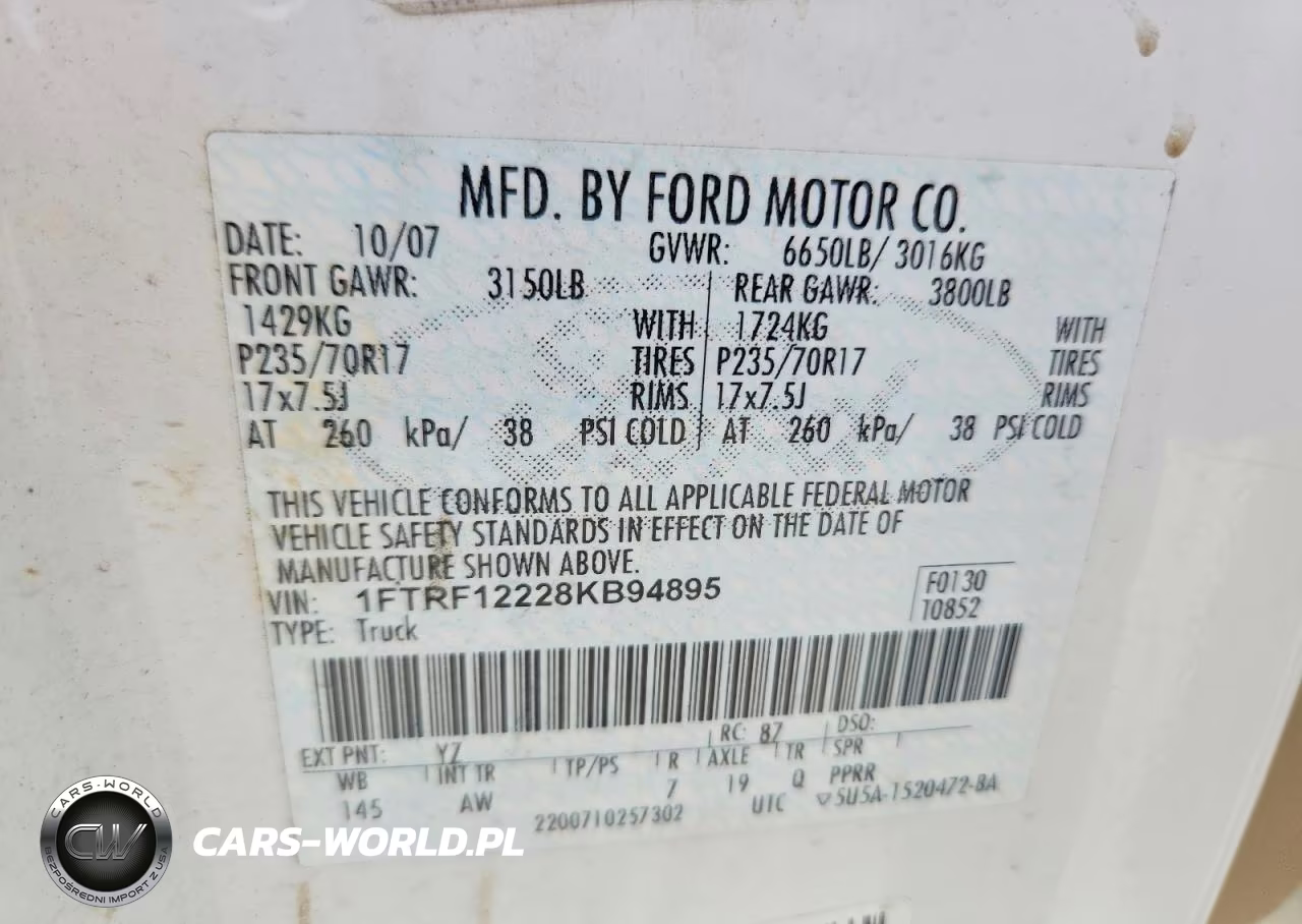 2008 Ford F150 VIN:1FTRF12228KB94895 - 12