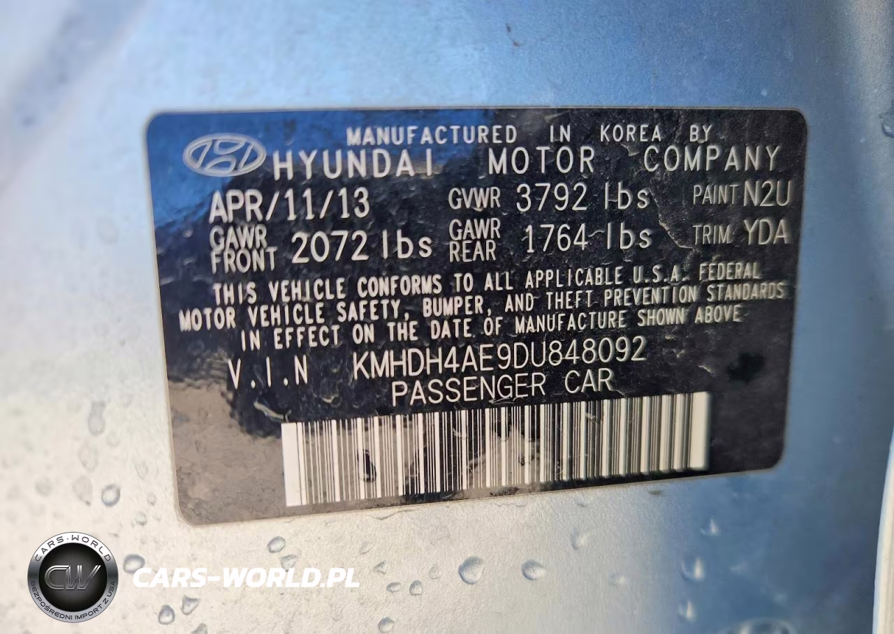 2013 Hyundai Elantra Gls VIN:KMHDH4AE9DU848092 - 12