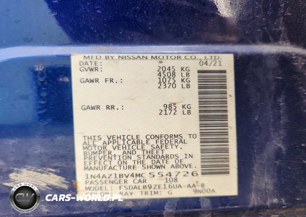 2021 Nissan Leaf S VIN:1N4AZ1BV4MC554726 - 12