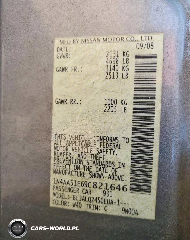 2009 Nissan Maxima 3.5 S VIN:1N4AA51E69C821646 - 12