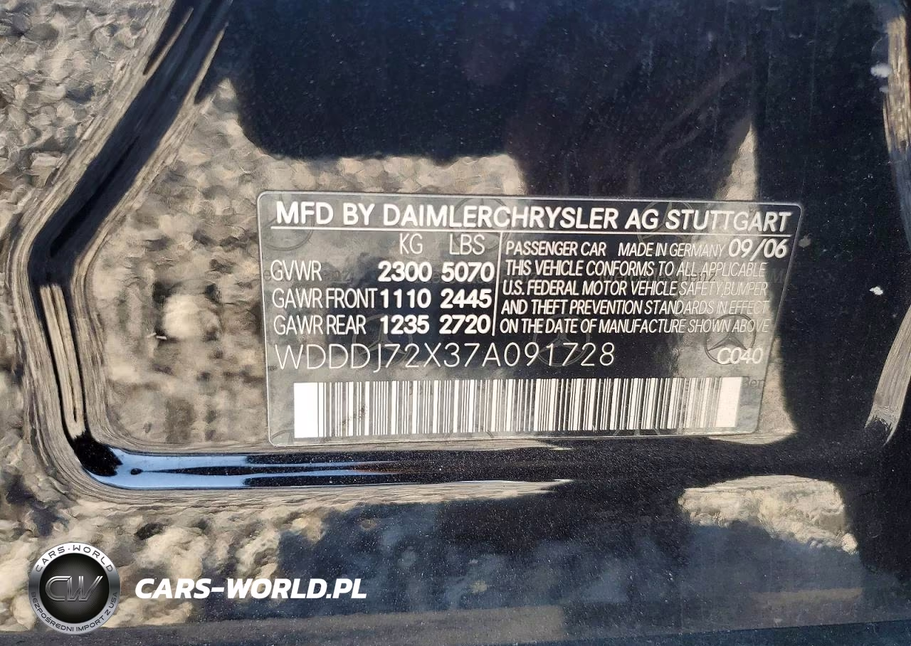 2007 Mercedes-Benz Cls 550 VIN:WDDDJ72X37A091728 - 12