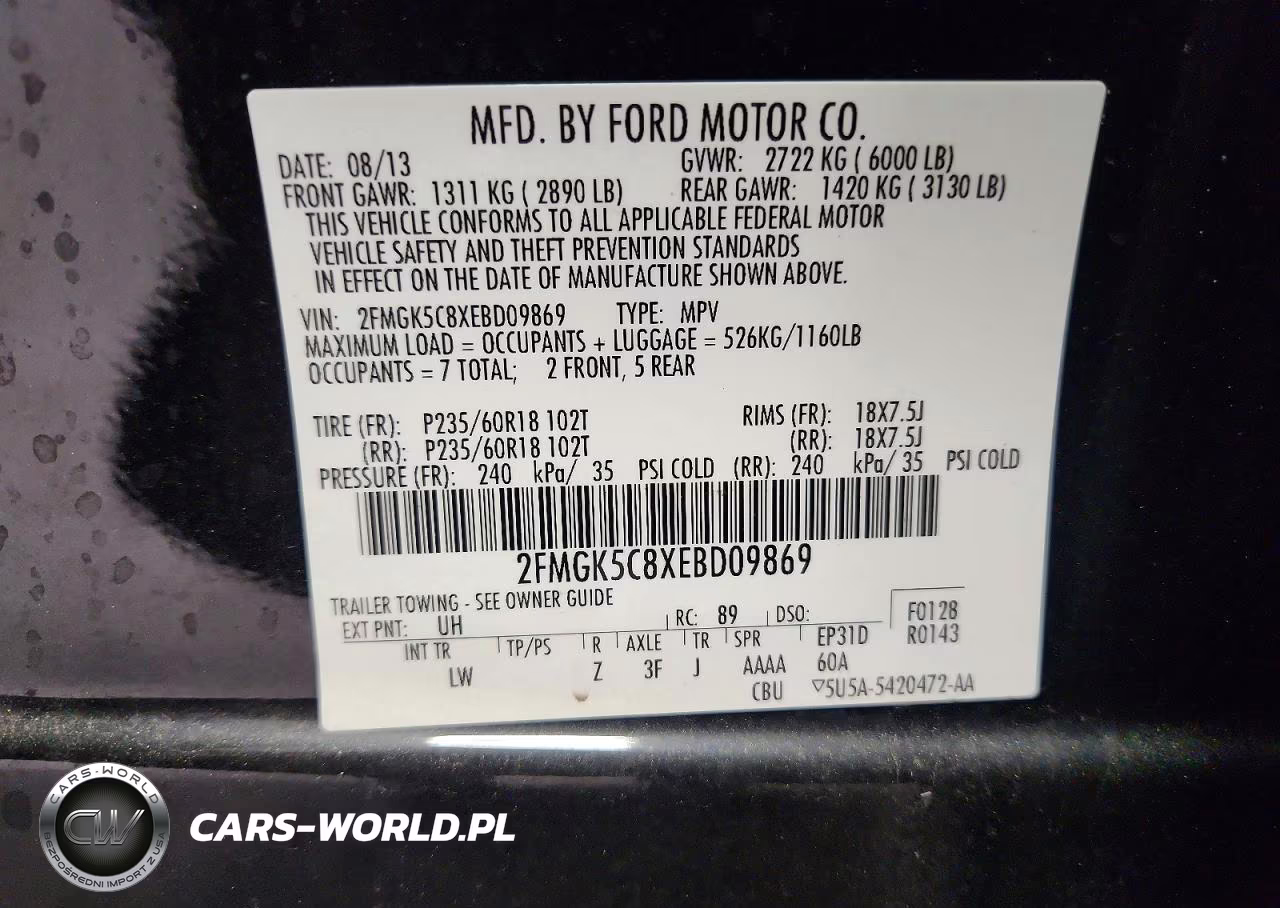 2014 Ford Flex Sel VIN:2FMGK5C8XEBD09869 - 13