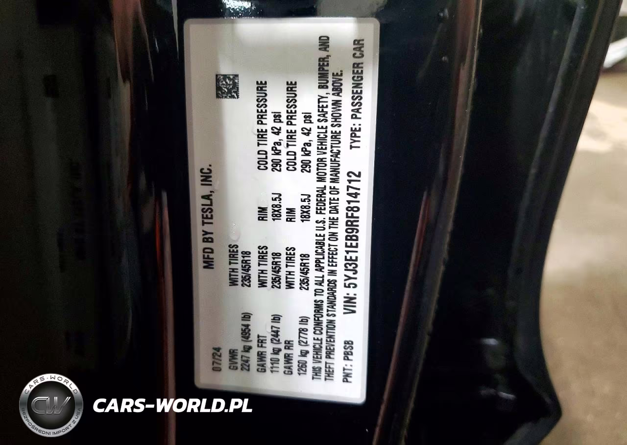 2024 Tesla Model 3 VIN:5YJ3E1EB9RF814712 - 13
