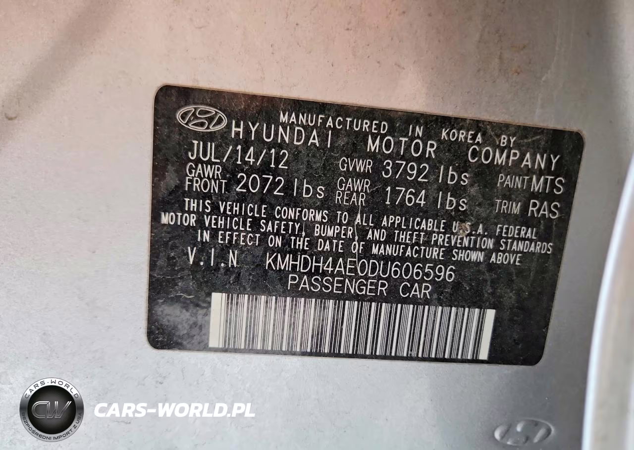 2013 Hyundai Elantra Gls VIN:KMHDH4AE0DU606596 - 12