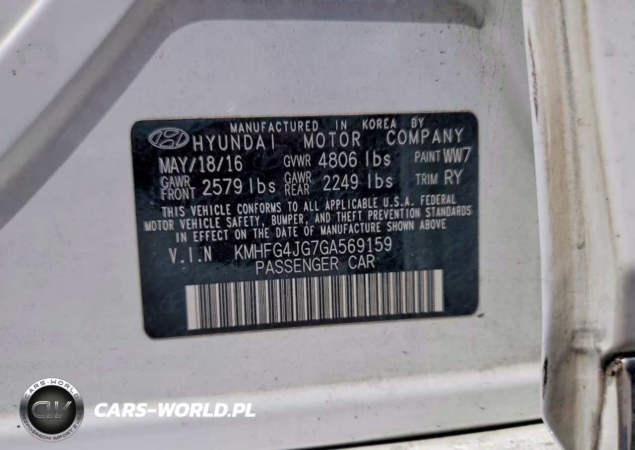 2016 Hyundai Azera Base VIN:KMHFG4JG7GA569159 - 12