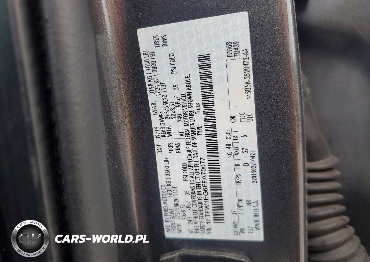 2015 Ford F150 Supercrew VIN:1FTFW1EG6FFA70077 - 12