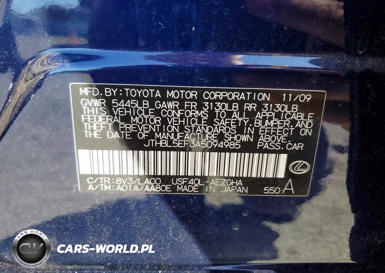 2010 Lexus Ls 460 VIN:JTHBL5EF3A5094985 - 12
