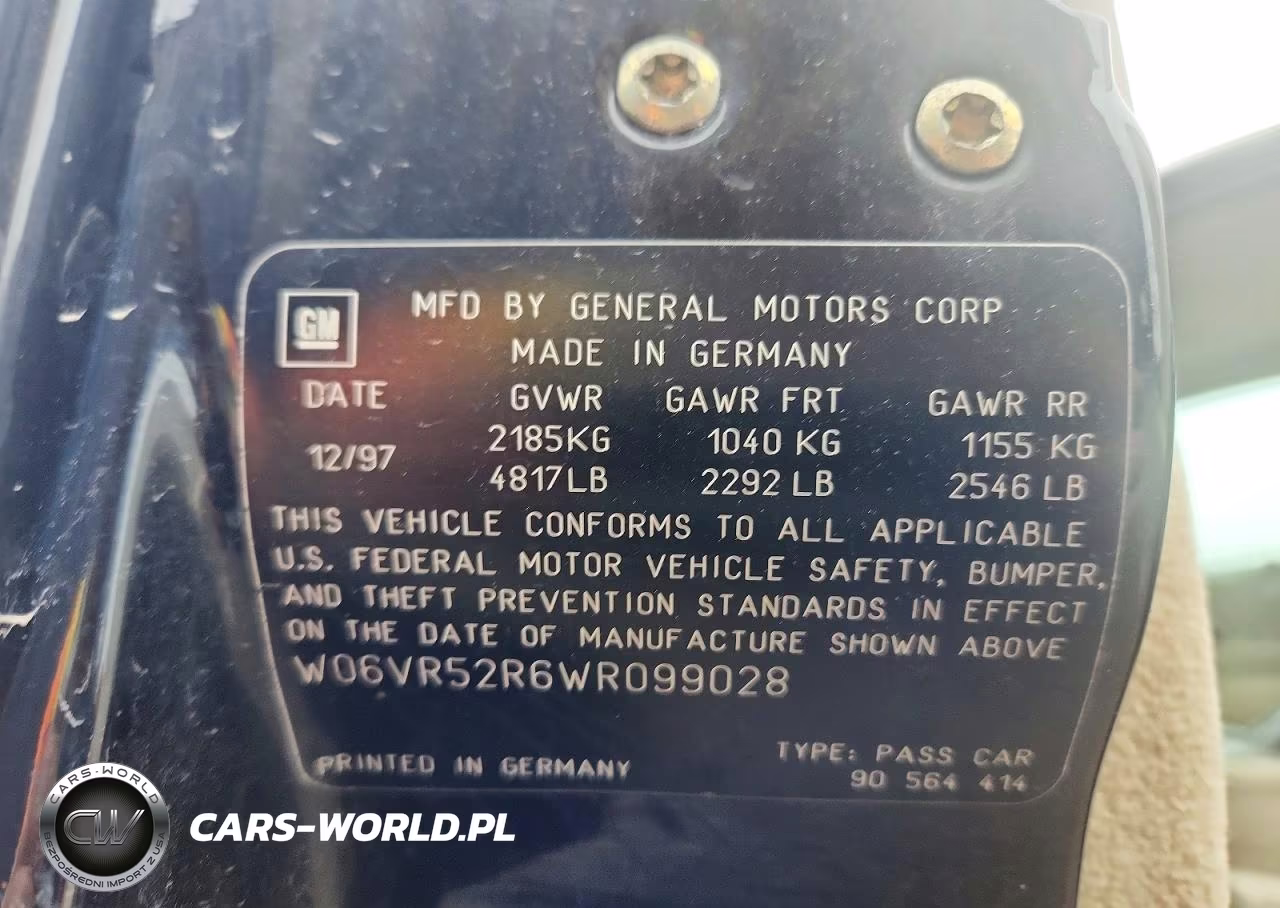 1998 Cadillac Catera VIN:W06VR52R6WR099028 - 12