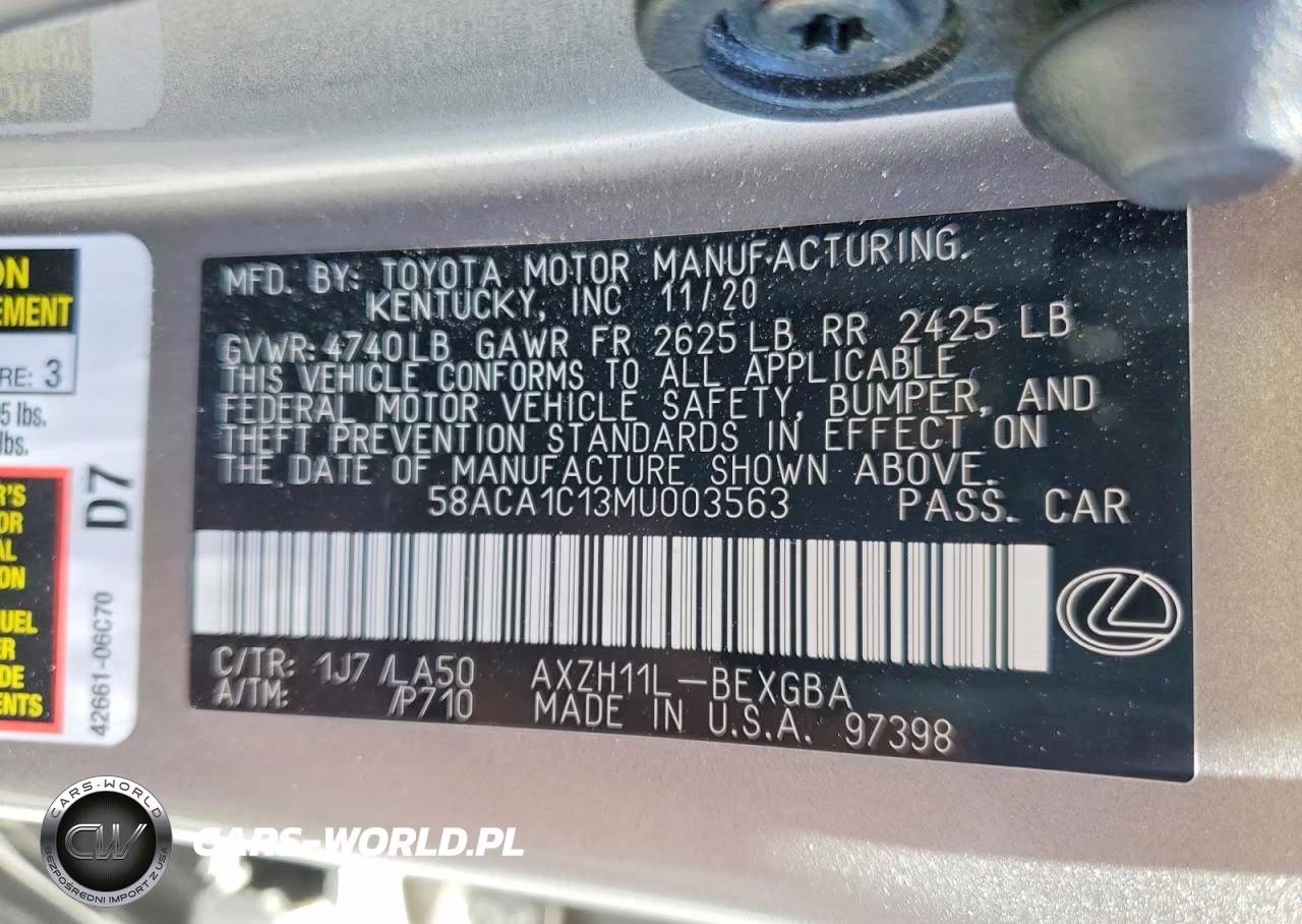2021 Lexus Es 300H Base VIN:58ACA1C13MU003563 - 13