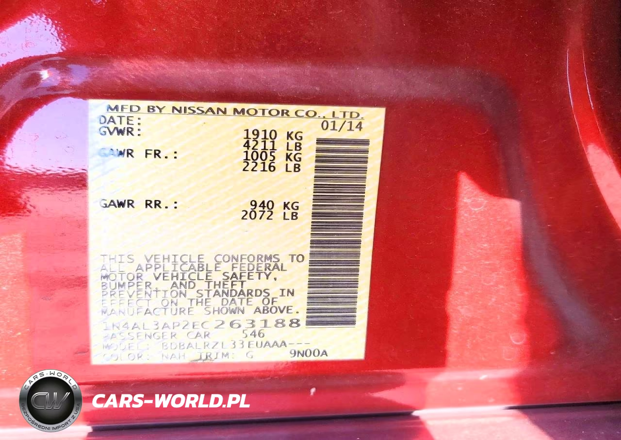 2014 Nissan Altima 2.5 VIN:1N4AL3AP2EC263188 - 13