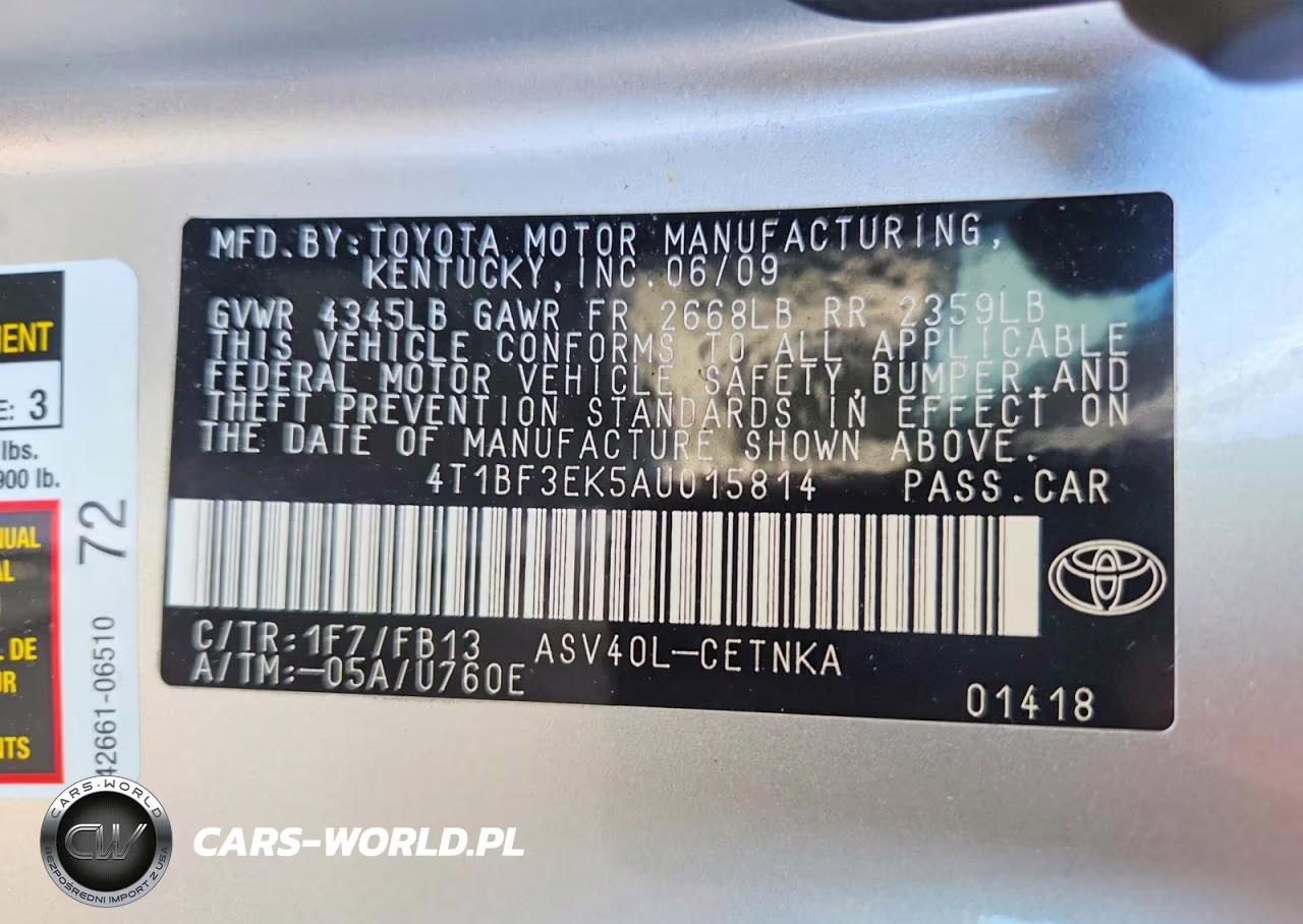 2010 Toyota Camry Le VIN:4T1BF3EK5AU015814 - 12