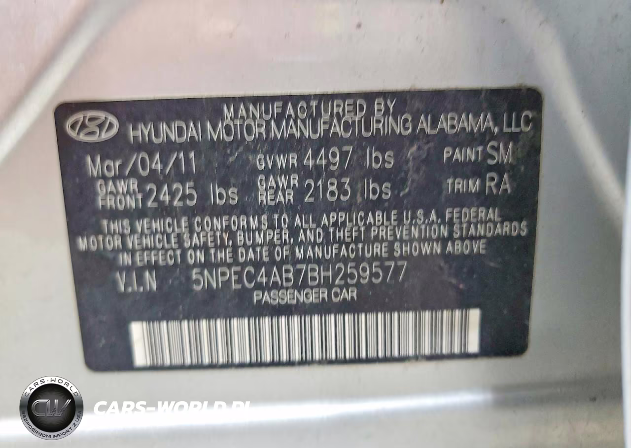 2011 Hyundai Sonata Limited 2.0T VIN:5NPEC4AB7BH259577 - 13