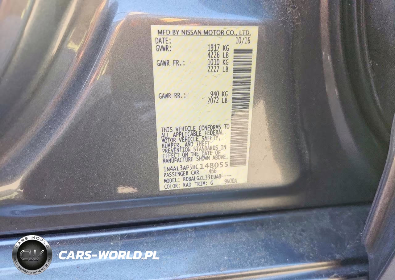 2017 Nissan Altima 2.5 S VIN:1N4AL3AP5HC148055 - 13