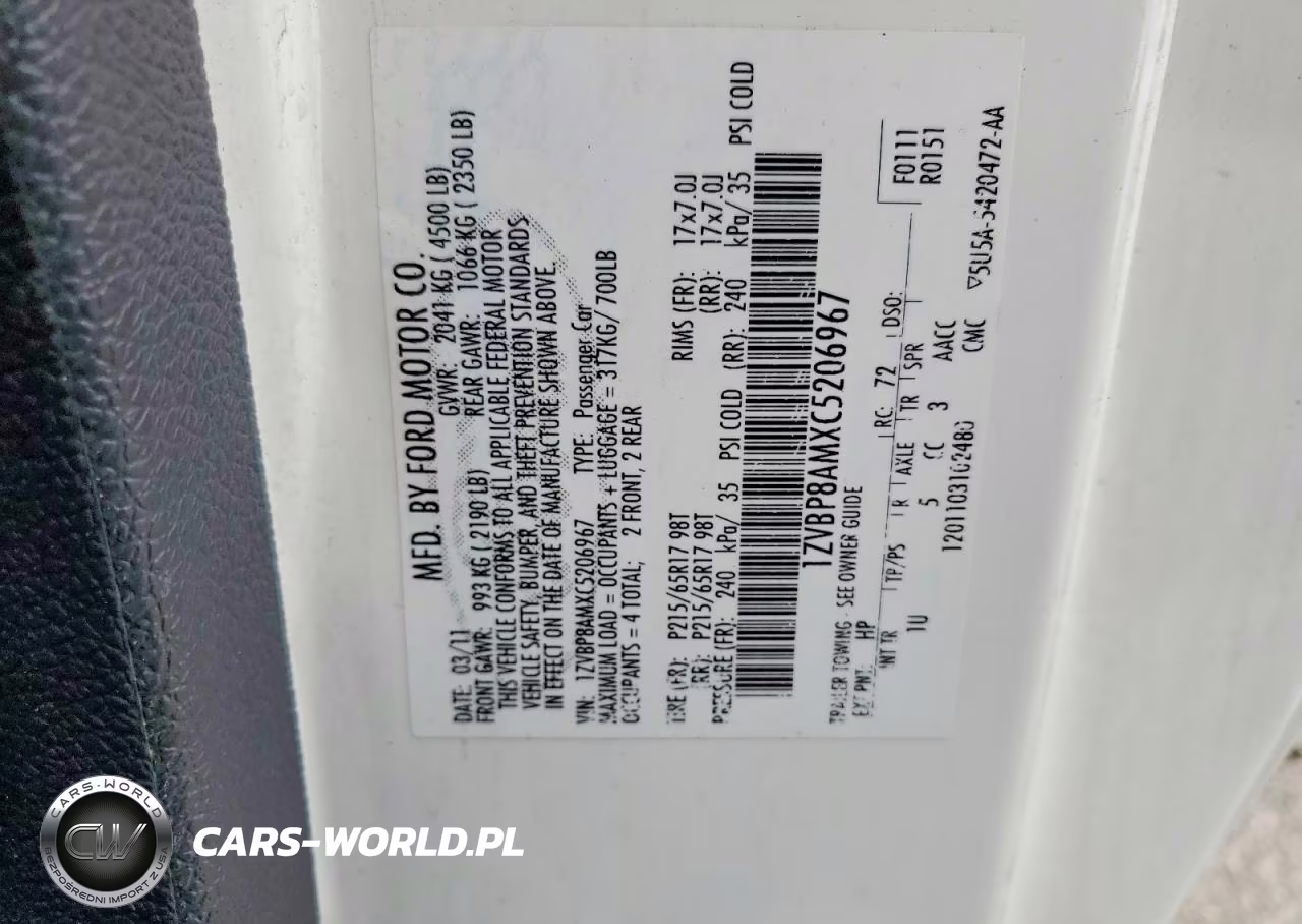 2012 Ford Mustang VIN:1ZVBP8AMXC5206967 - 12