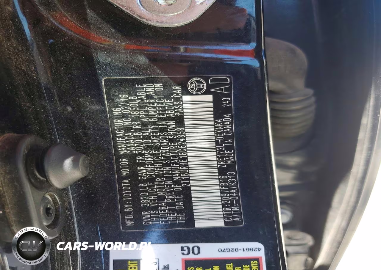 2016 Toyota Corolla VIN:2T1BURHE1GC624858 - 12