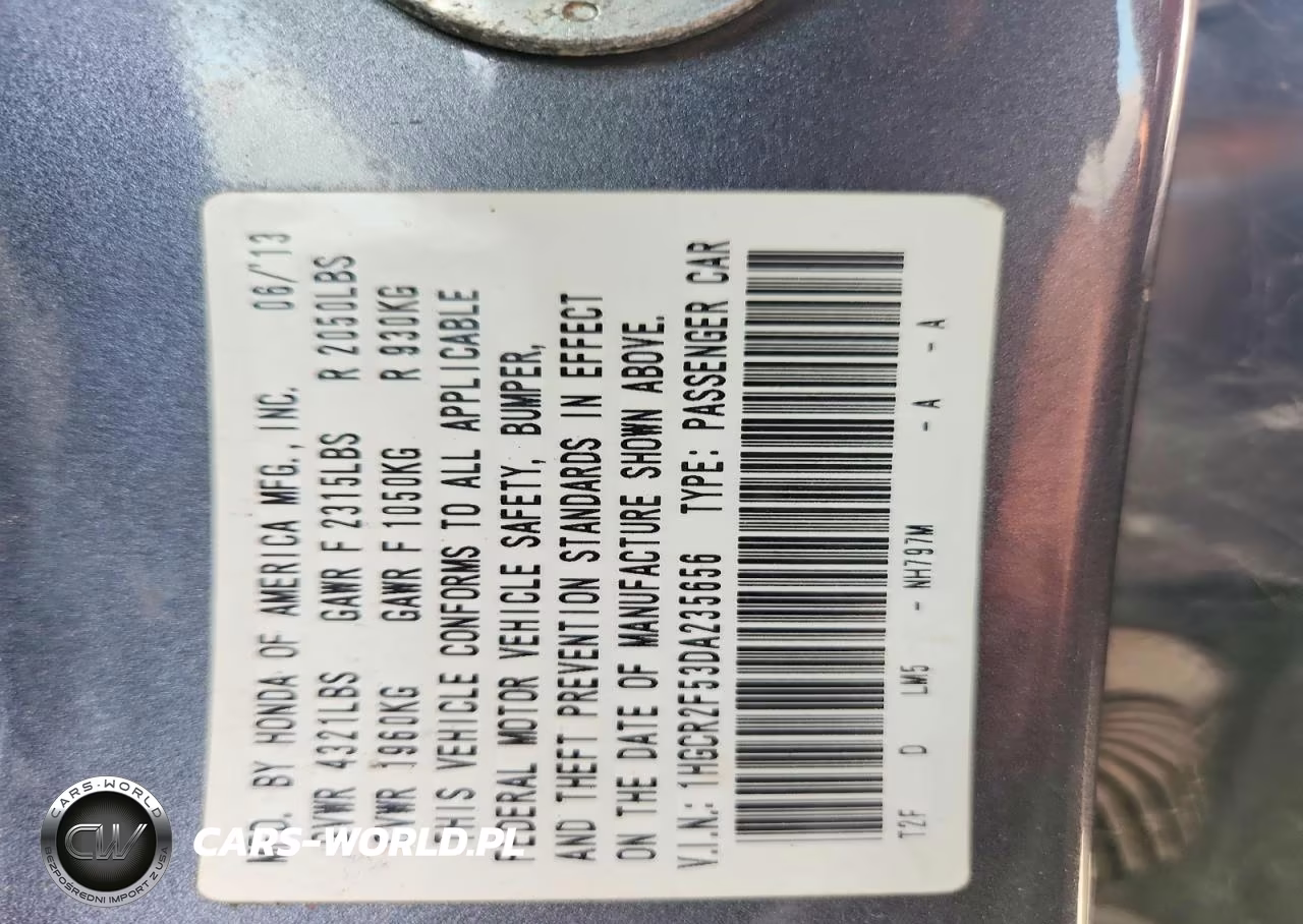 2013 Honda Accord Sport VIN:1HGCR2F53DA235656 - 12