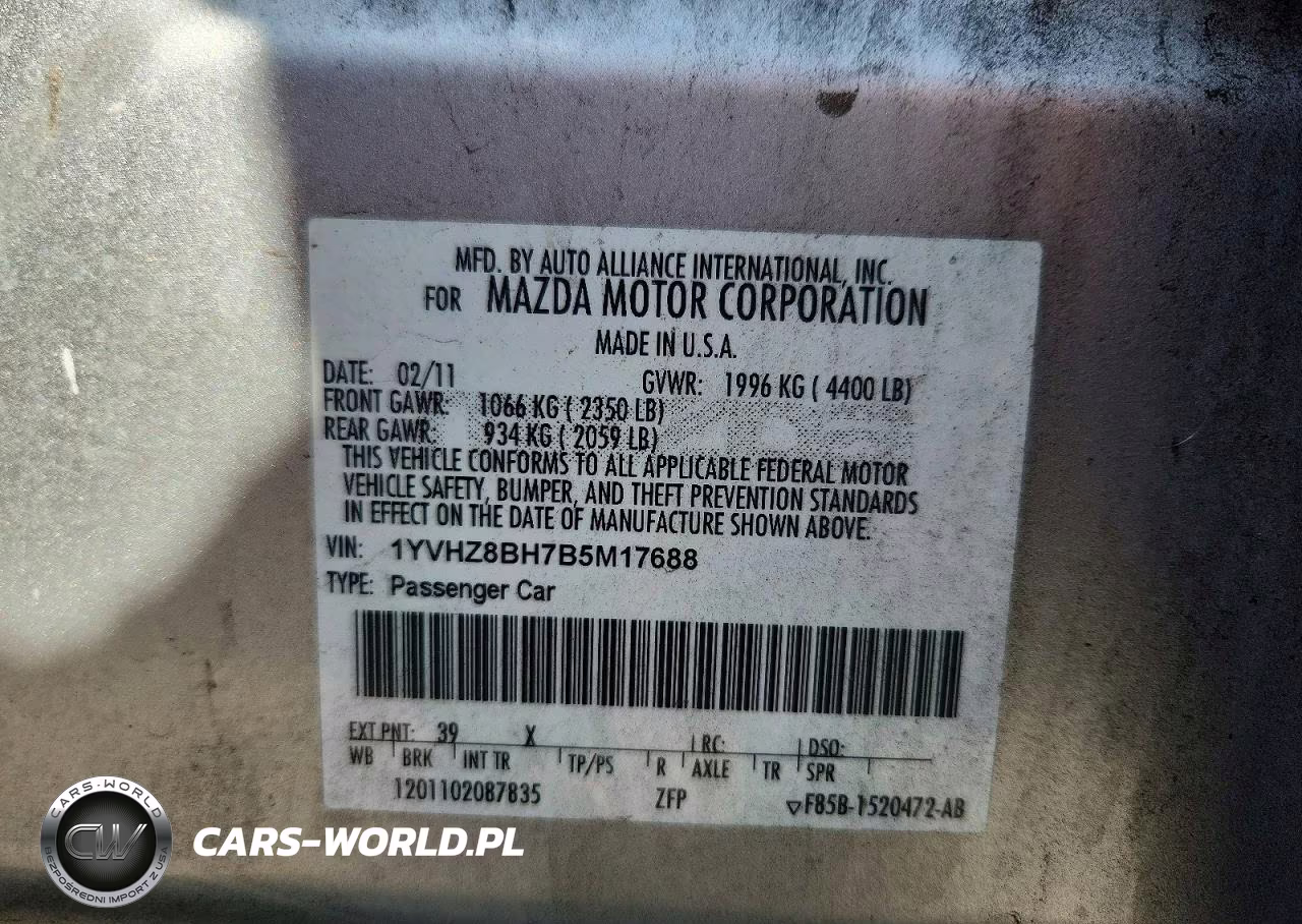 2011 Mazda 6 I VIN:1YVHZ8BH7B5M17688 - 12